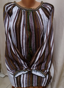 Ручна вишивка - Блузка ткана на верстаті оливкова