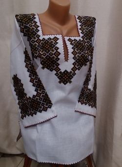 Ручна вишивка - блузка льон геометрія 