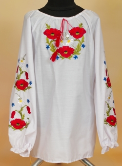 Машинная вышивка - блузка полевые цветы