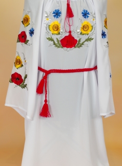 Машинная вышивка - блузка полевые цветы шифон